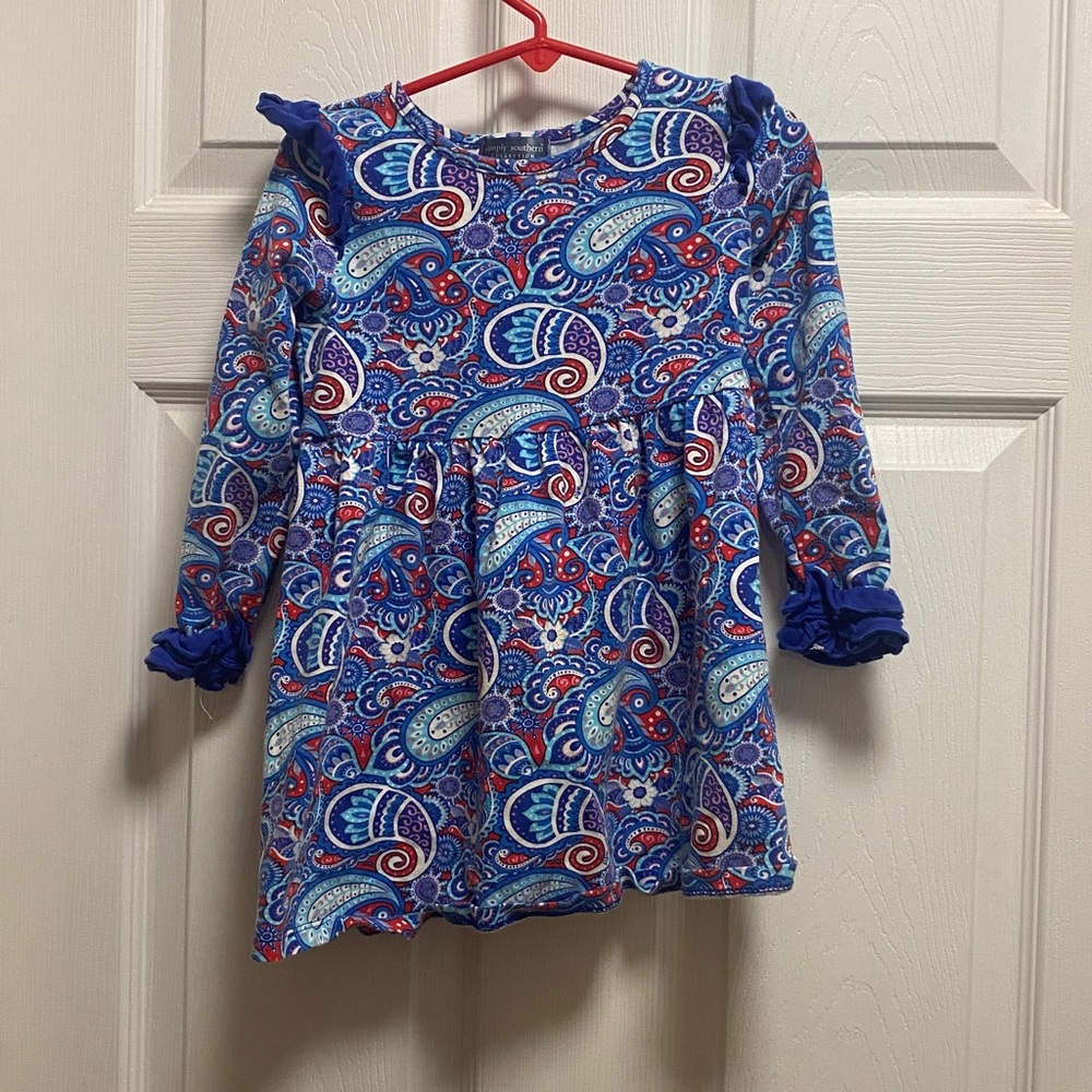 Simply Southern Blue and Red Paisley Top